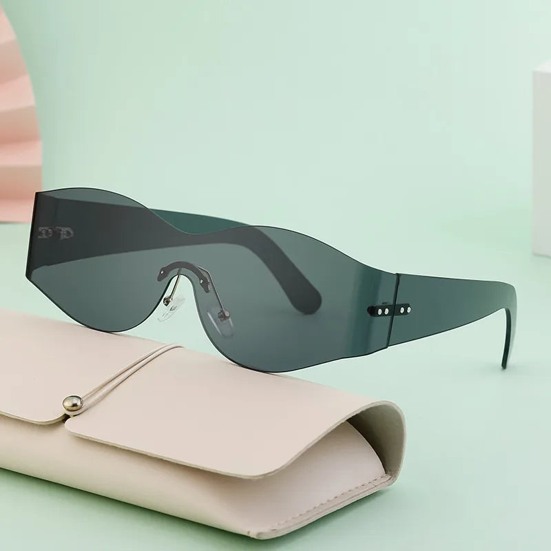 Vacation Solid Color Tinted Lenses Square Frameless Men's Sunglasses