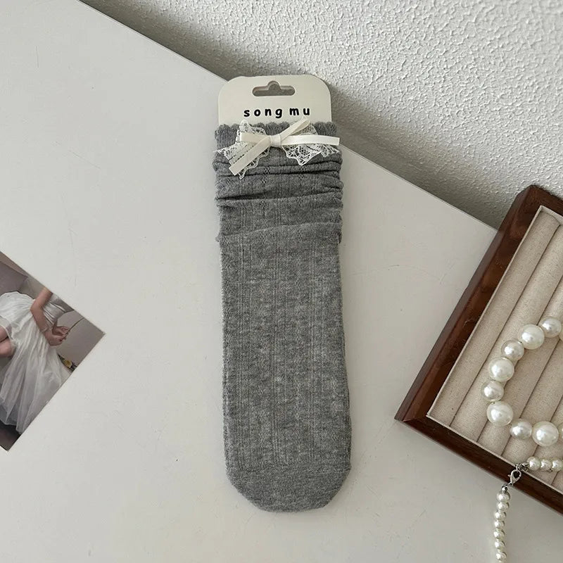 1 Piece Sweet Women's Bow Knot Cotton Crew Socks