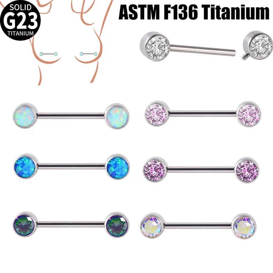 1 Piece Nipple Rings & Studs Casual Vacation Geometric G23 Titanium Inlay Opal Zircon