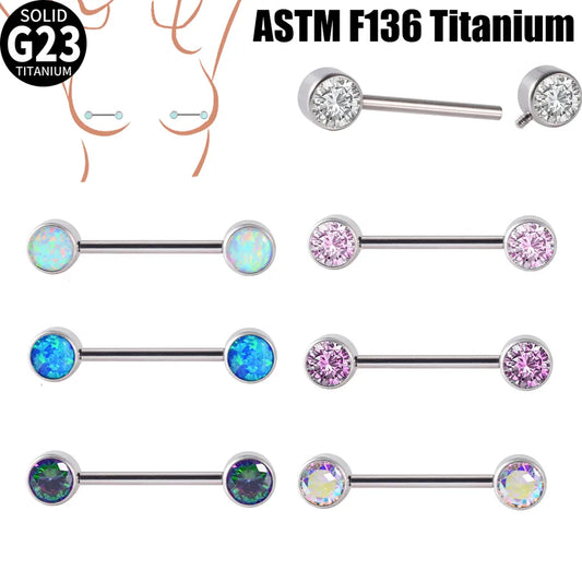 1 Piece Nipple Rings & Studs Casual Vacation Geometric G23 Titanium Inlay Opal Zircon