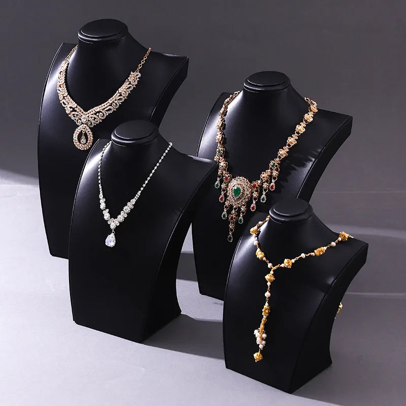 Jewelry Prop Matte Leather Pendant Necklace Display Mannequin Headless Model Window Display Neck Model Ornament High-End Feeling