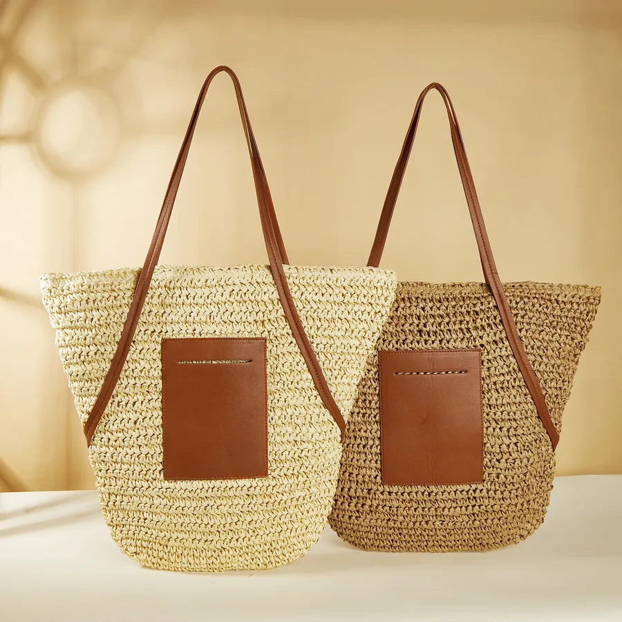New Bucket Handbag Women's Bag Straw Bag Large Capacity Woven Bag Beach Bag Handbag
