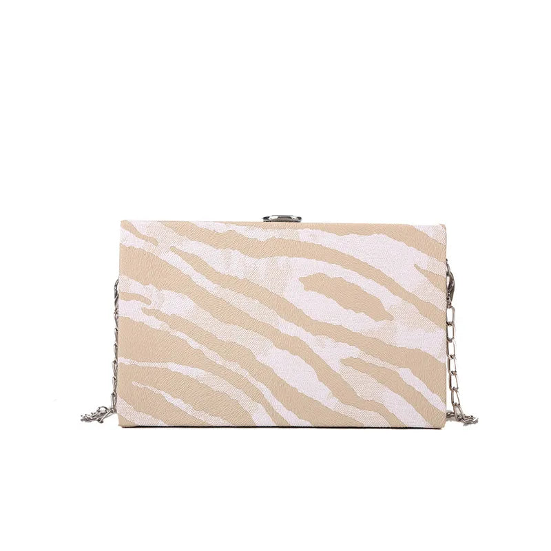 Fashionable Acrylic Box Bag Women's Crossbody Chain Strap Dinner Bag Stripe Color Block Square Shape Single Shoulder Bag