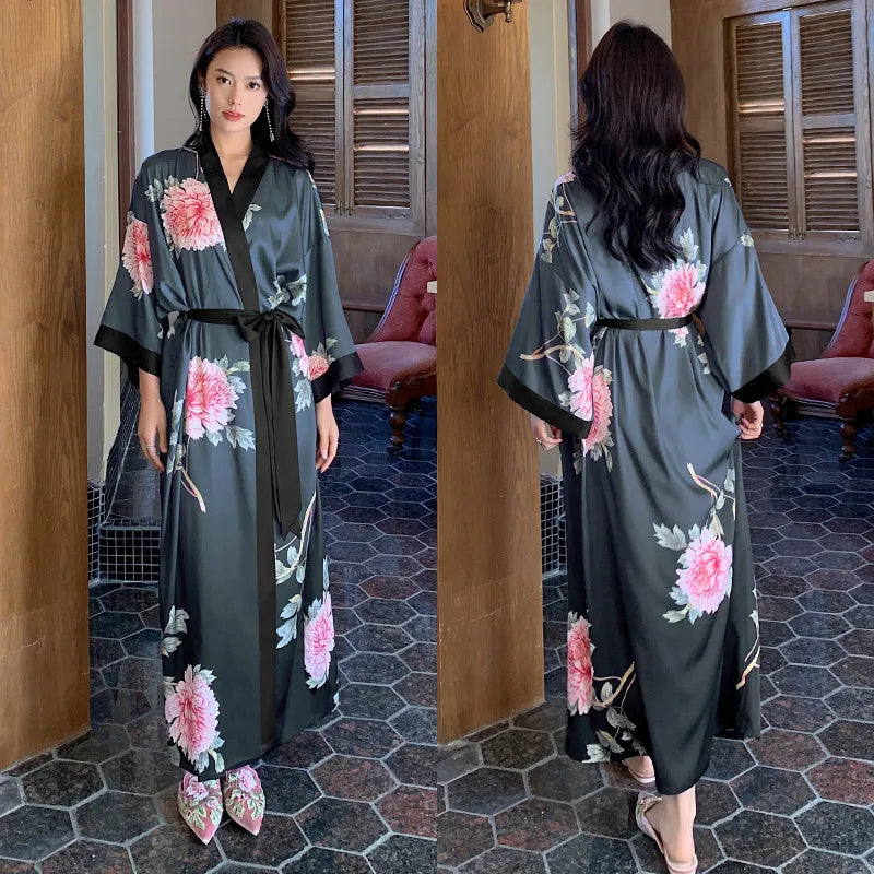 new satin chiffon ice silk light bathrobe multicolors