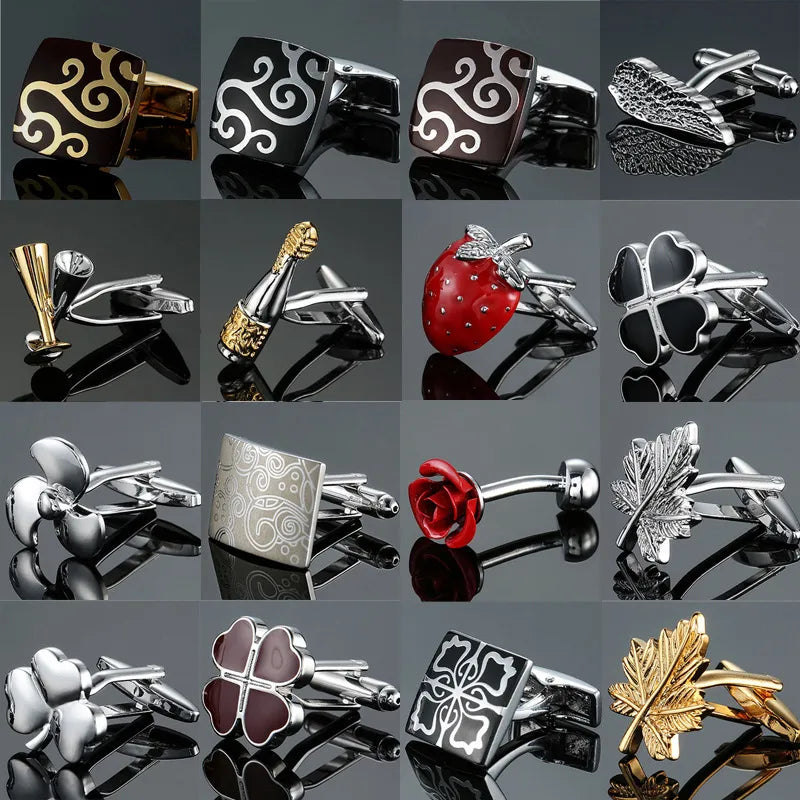 simple style leaf flower copper plating unisex cufflinks 1 pair