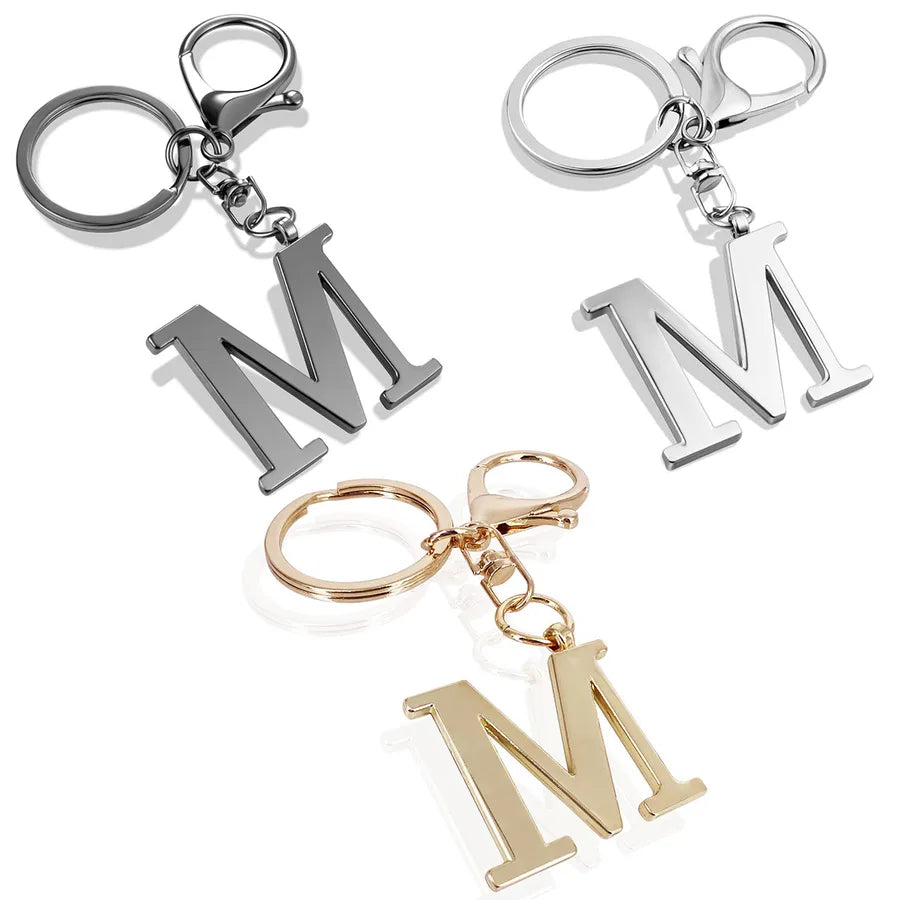 Stainless Steel Keychains Alphabet Letter Charms Ladies Bag Pendants Popular 26 Letters Initial Keyrings European Style