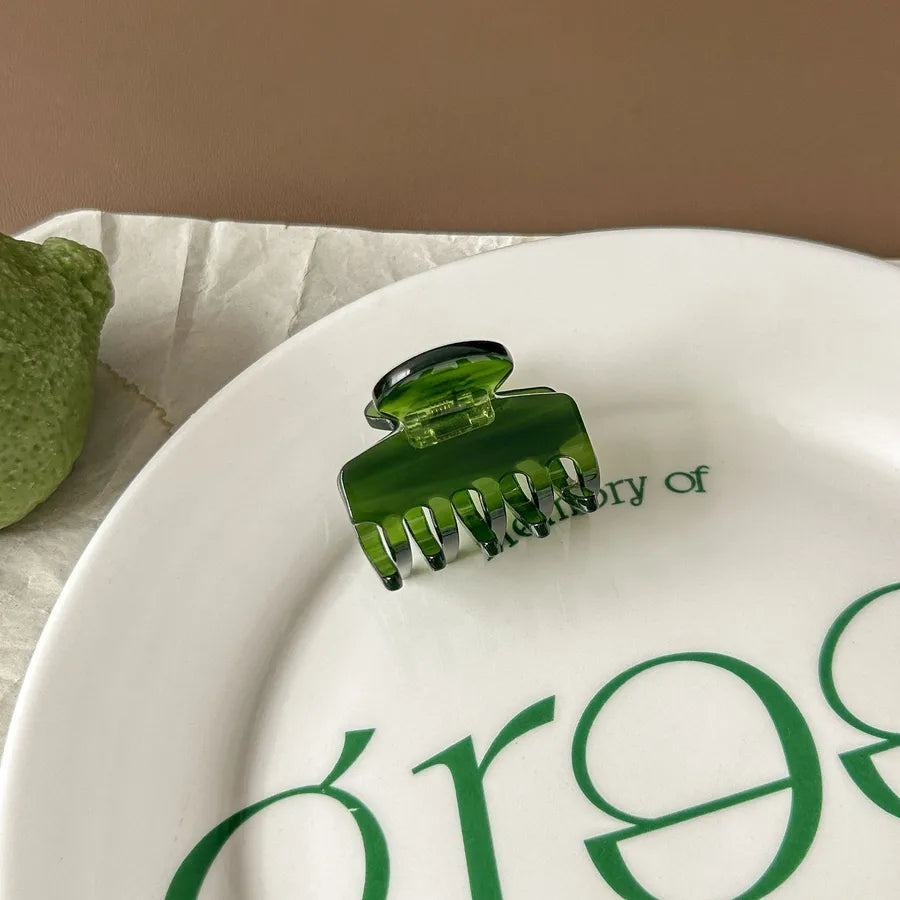 Elegant Greenish-Black Acetate Hair Clip French Style Simple Design For Women Hair Accessories Suitable For All Ages