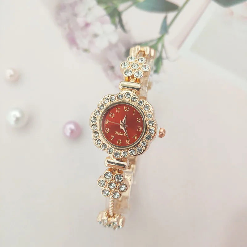 Elegant Flower Single Folding Buckle Quartz Watch Women's Watches