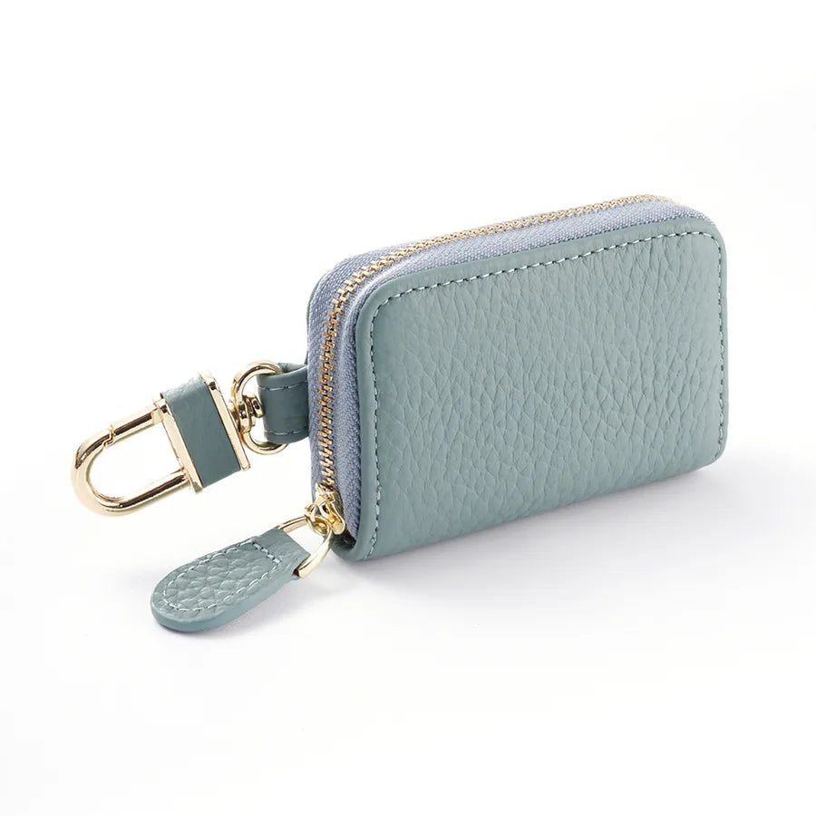 universal leather car key case  utility vehicle key case portable double zipper key case