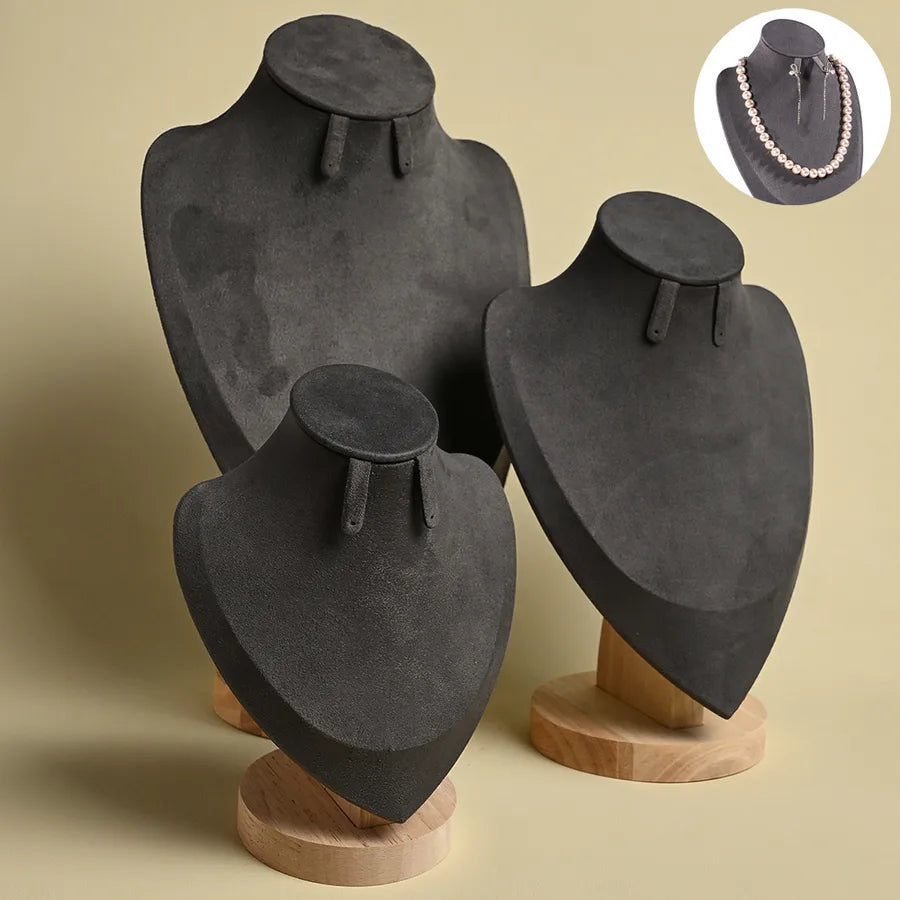 Wooden Mannequin Necklace Earring Jewelry Display Stand Portrait Model Jewelry Accessory Show Rack Handmade Simple Style