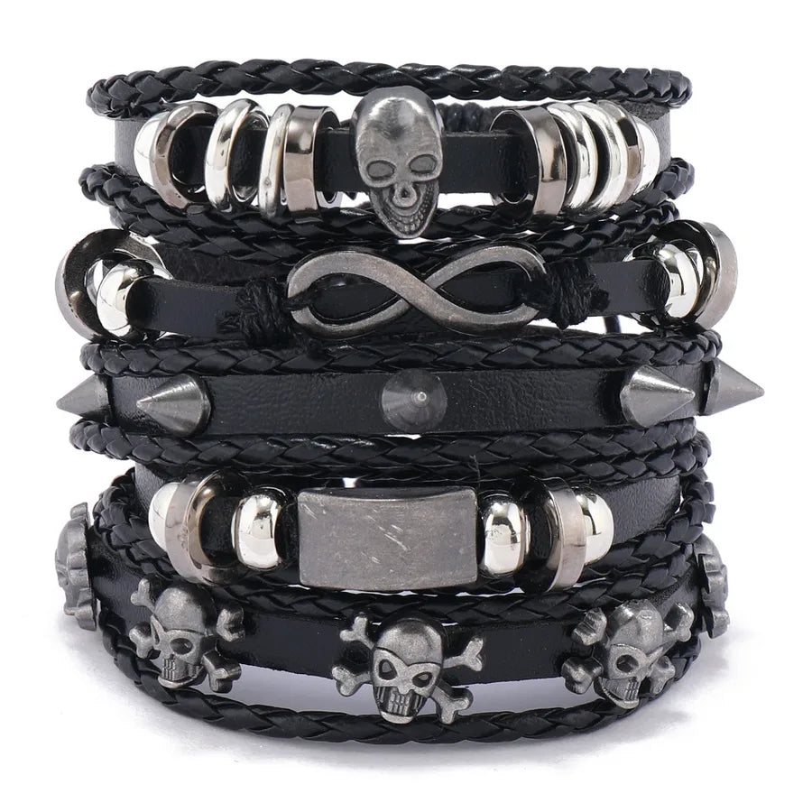 Hip-Hop Retro Geometric CCB Pu Leather Alloy Braid Men's Bracelets