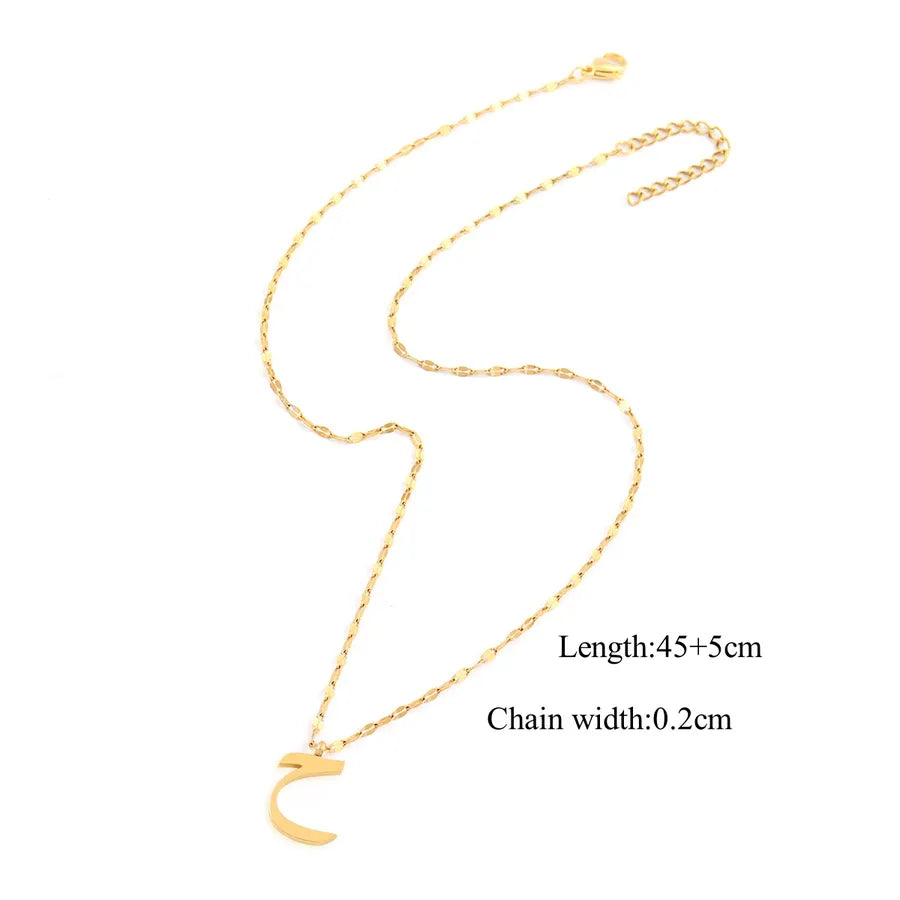 Wholesale Jewelry Casual Simple Style Arabic Letters 201 Stainless Steel 304 Stainless Steel Lip Chain Pendant Necklace