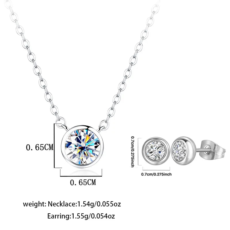 Moissanite Earrings Necklace White Gold Plated Earrings Necklace