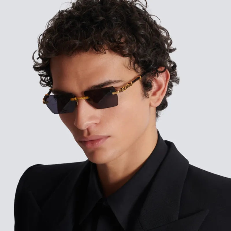 Vacation Solid Color Tinted Lenses Square Frameless Men's Sunglasses
