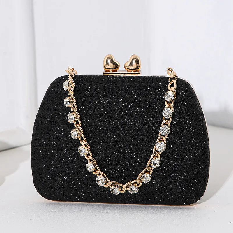 Silver Black Pink Pu Leather Solid Color Square Evening Bags