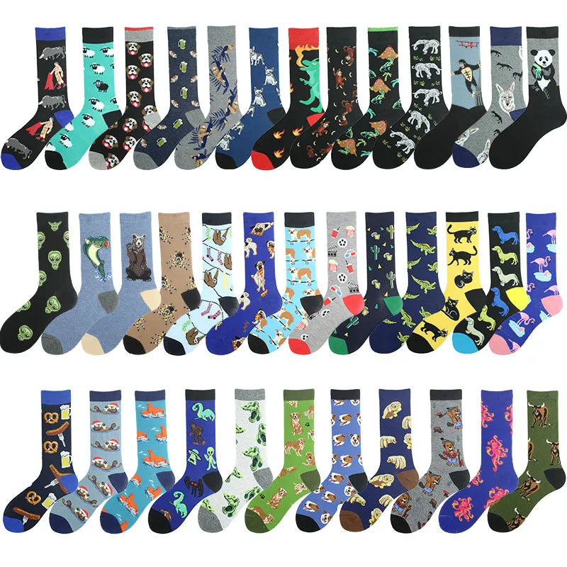 men's cartoon style animal cotton ankle socks a pair
