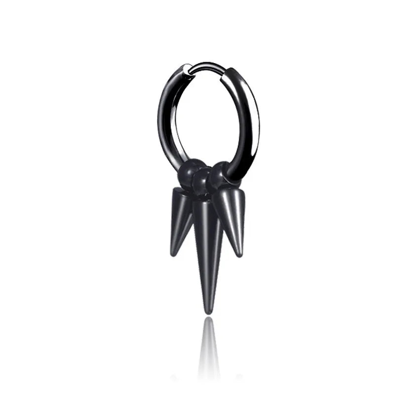 fashion stainless steel tassel single point cone earrings single