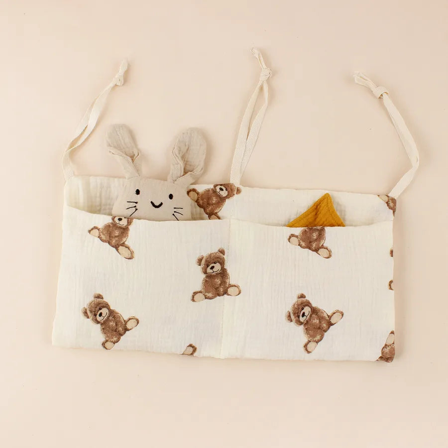 pure cotton baby bed circumference double pocket children's feeding bottle bedside hanging bag baby diaper storage stroller hanging bag