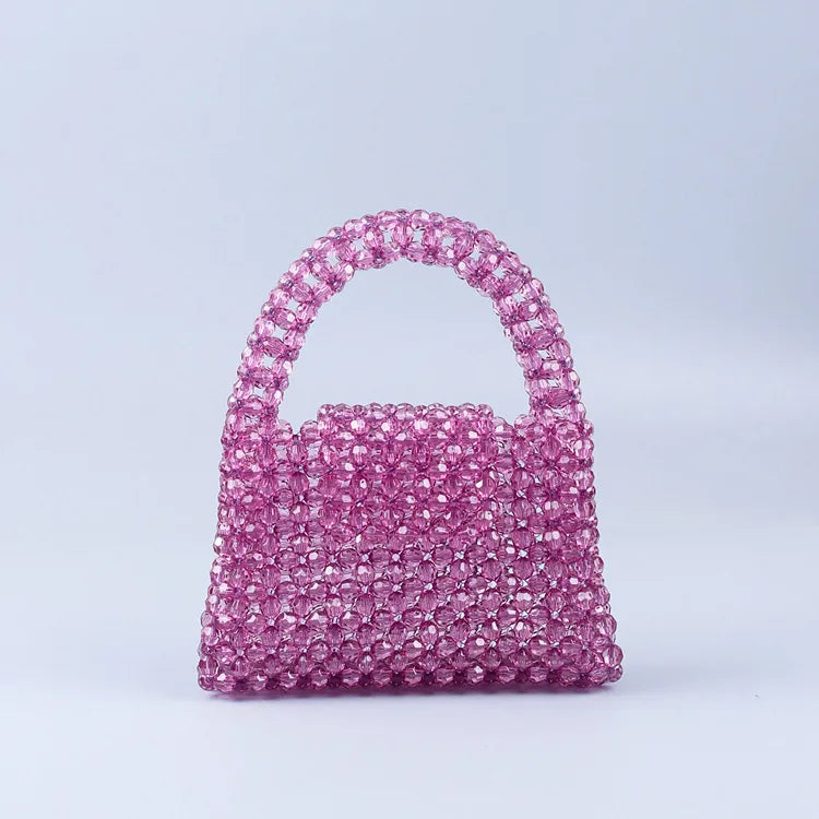 Women's Medium Arylic Geometric Streetwear Beading Weave Square Flip Cover Handbag