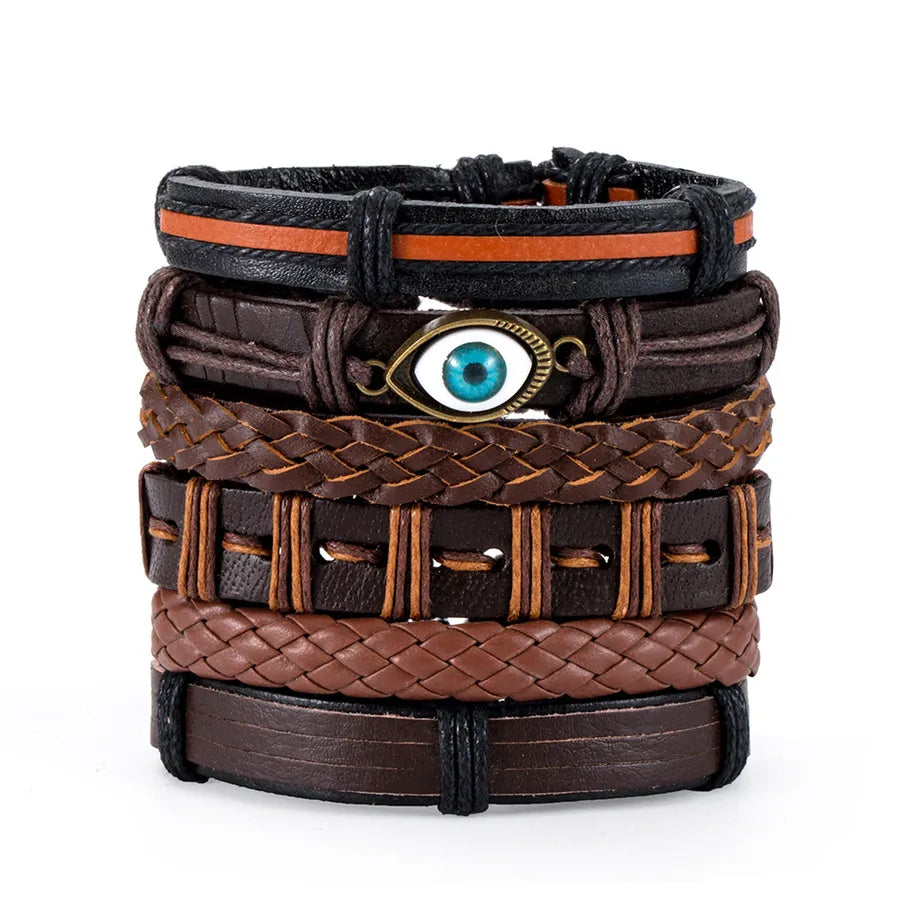 hip-hop solid color pu leather men's bangle 1 piece