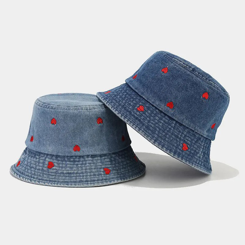 women's cute sweet heart shape big eaves bucket hat