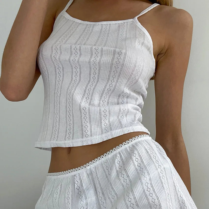 Home Daily Women's Casual Stripe Polyester Shorts Sets Pajama Sets
