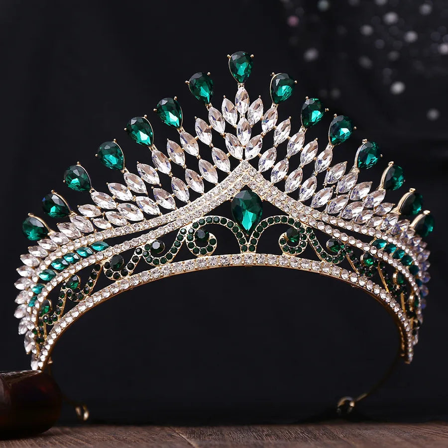 Luxurious  Bridal Crown Alloy Hairband Headwear Diamond Embedded Beauty Pageant Performance Wedding Dress