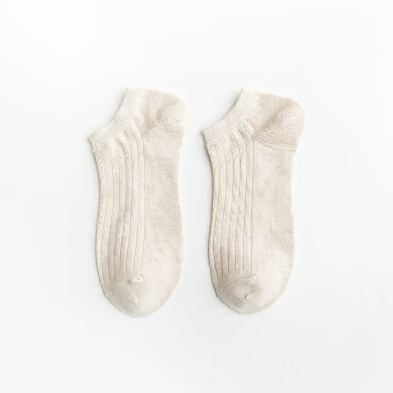 men's japanese style solid color cotton embroidery ankle socks a pair