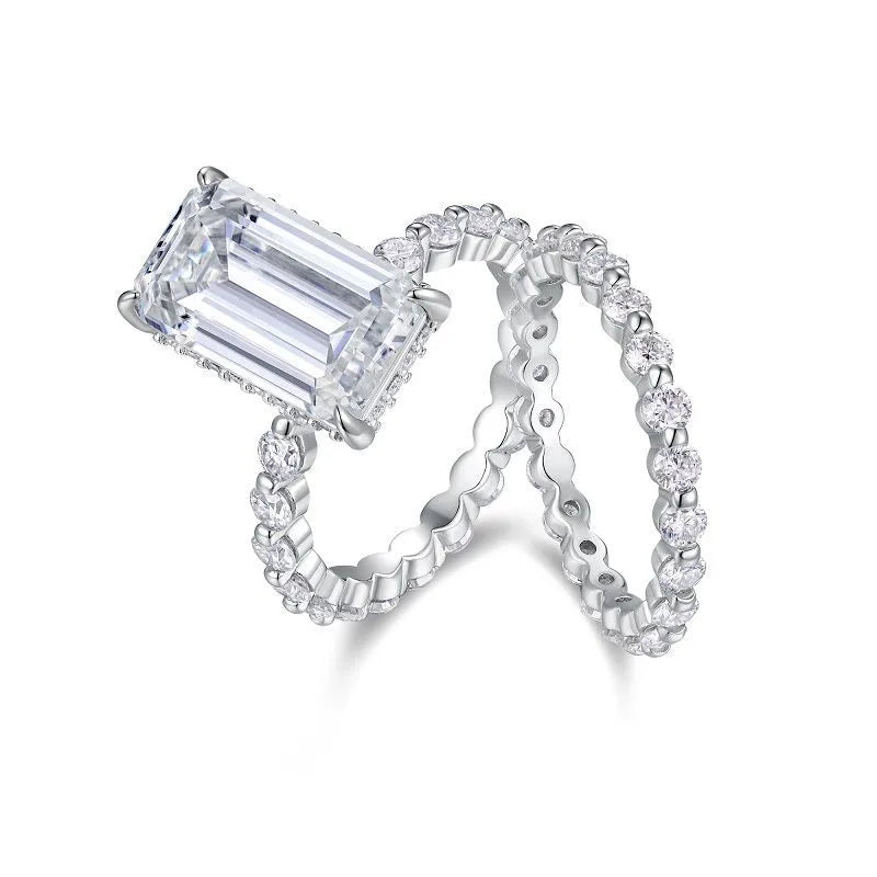 Moissanite 925 Sterling Silver Rings GRA Certificate Geometric Rings