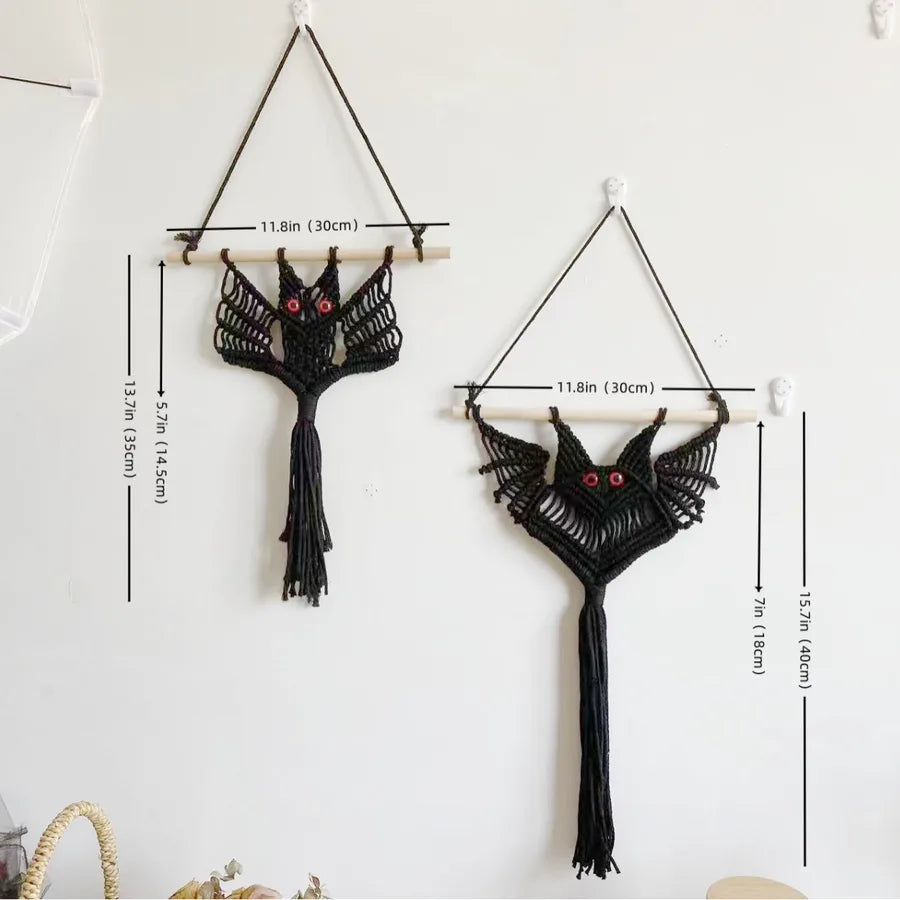 Handwoven Bat Tapestry Halloween Wall Decorations Living Room Children's Room Bedroom Wall Decor Cotton Material