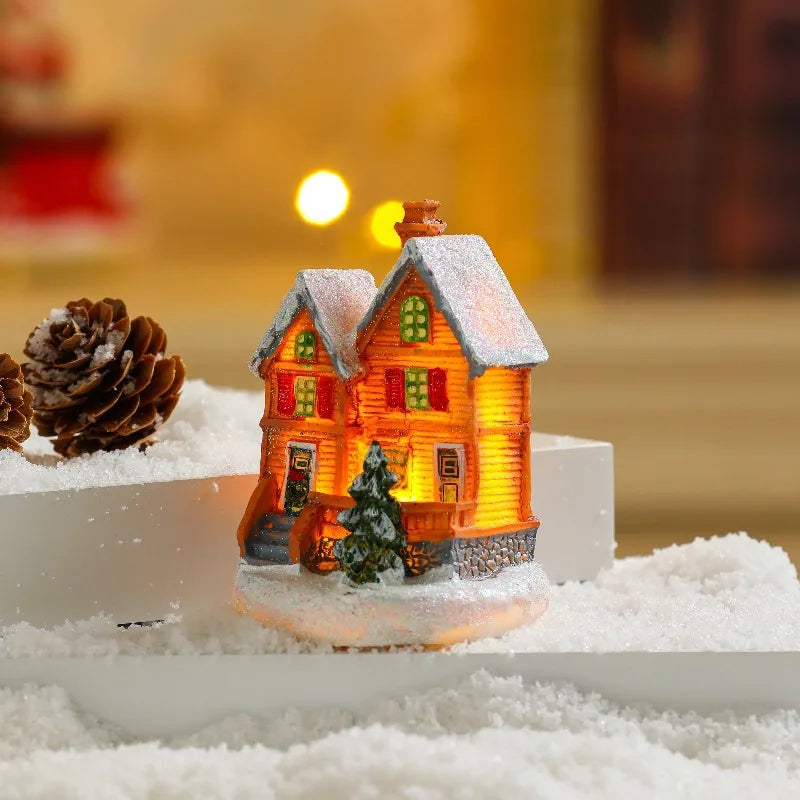 Christmas Vintage Style House Resin Daily Festival Ornaments