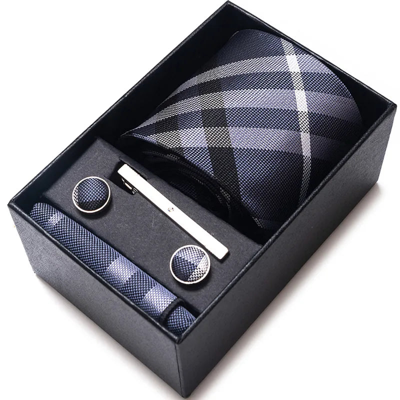 simple style geometric solid color polyester yarn men's cufflinks lavalier tie