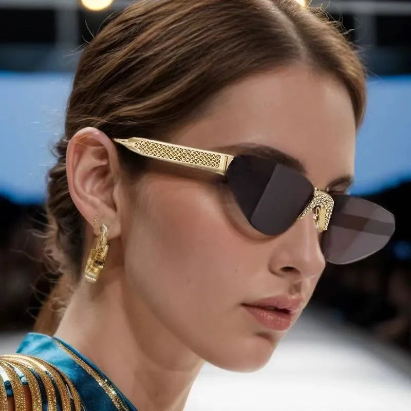 Elegant Basic Solid Color Ac Special-Shaped Mirror Frameless Women's Sunglasses