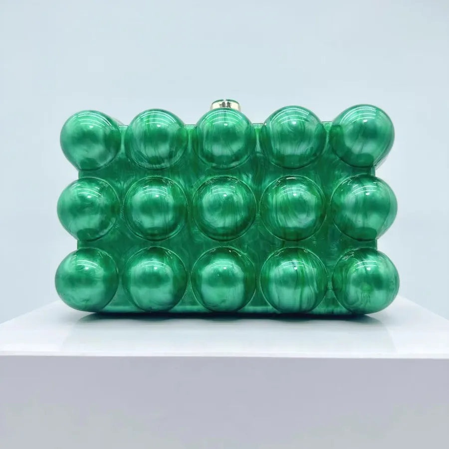 White Rose Red Green Arylic Solid Color Square Evening Bags