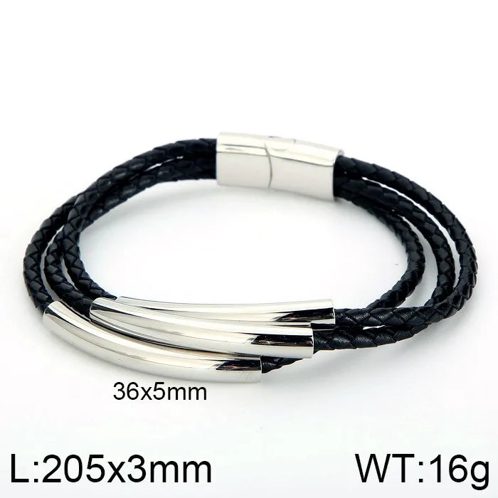 retro streetwear geometric titanium steel plating men's bangle