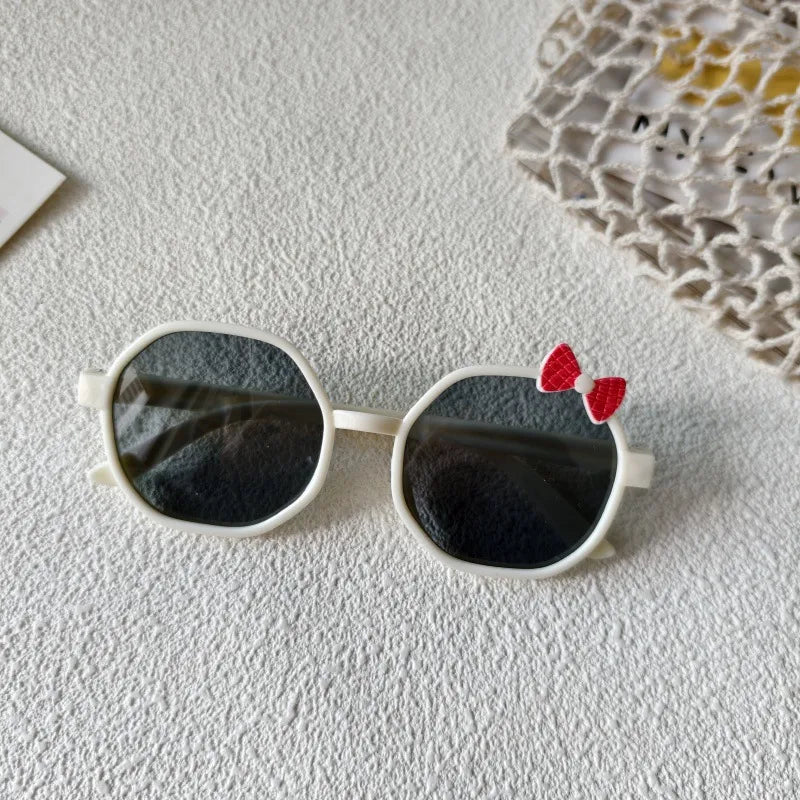 Sweet Simple Style Bow Knot UV400 Protection Resin Special-Shaped Mirror Full Frame Kids Sunglasses
