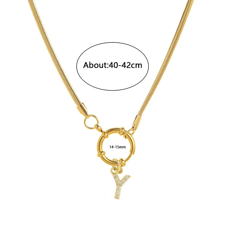 Wholesale Jewelry Vacation Classic Style Pentagram Letter 302 Stainless Steel 18K Gold Plated snake chain Pendant Necklace