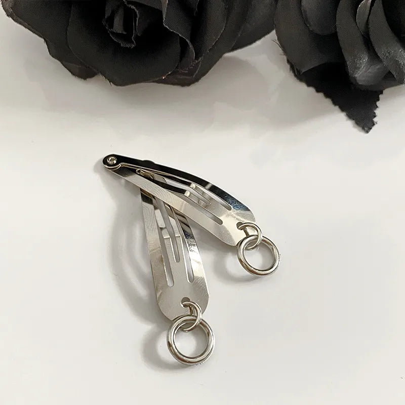 Retro Punk Women's Moon Heart Shape Butterfly Alloy Charm Hair Clips