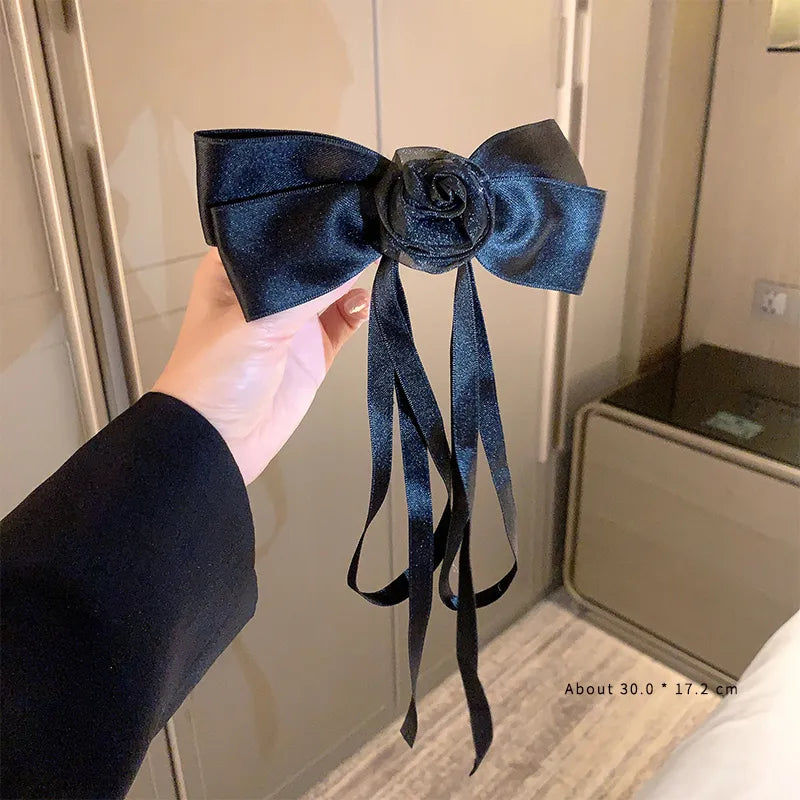 elegant simple style bow knot alloy gauze ribbon hair clip
