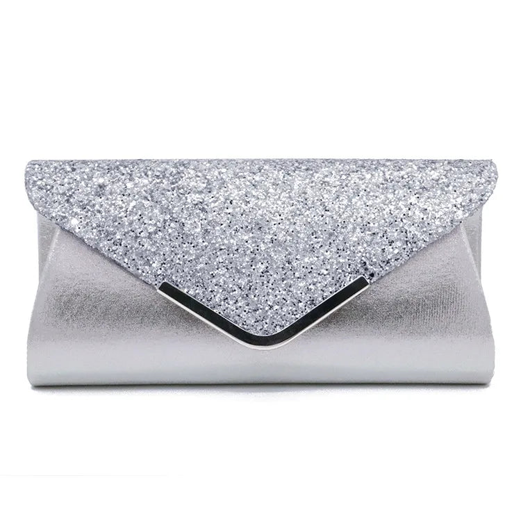 red light grey blue satin solid color sequins square evening bags