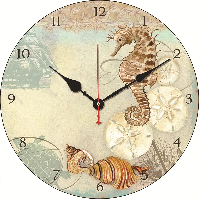 silent wall clock retro wood ocean clock wall sticker simple wall clock retro explosion hanging clock
