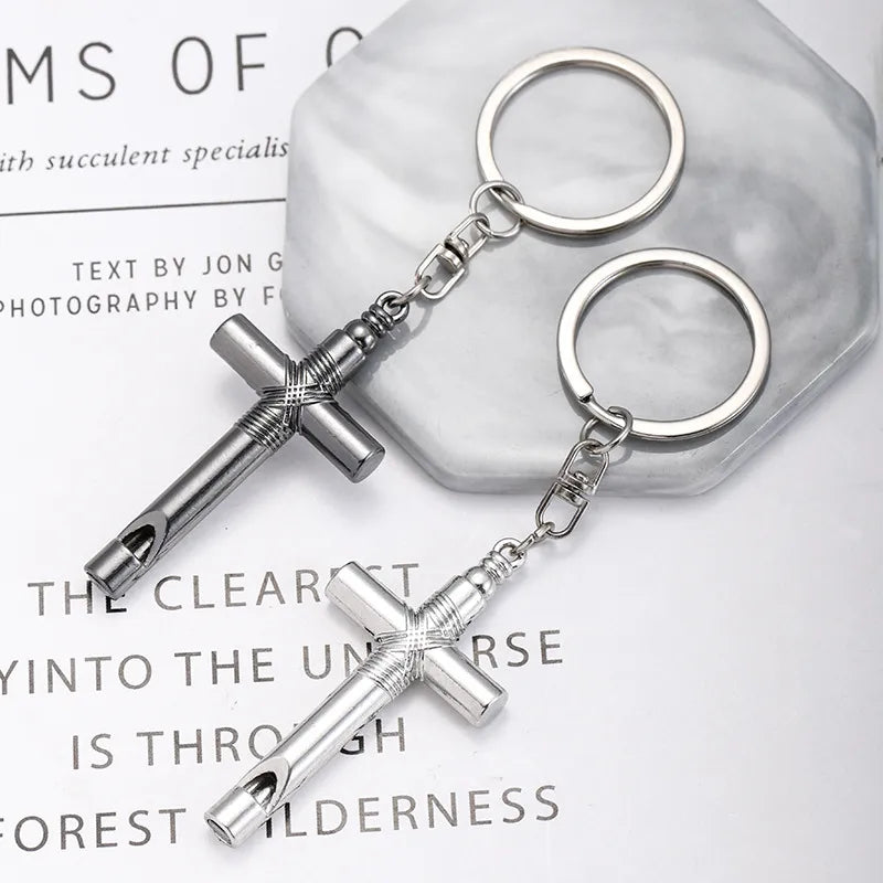 Modern Style Cross Whistle Zinc alloy Unisex Keychain