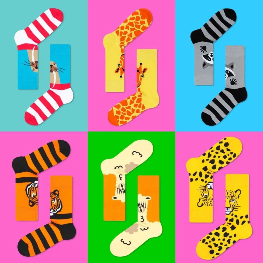 unisex retro color block cotton crew socks a pair