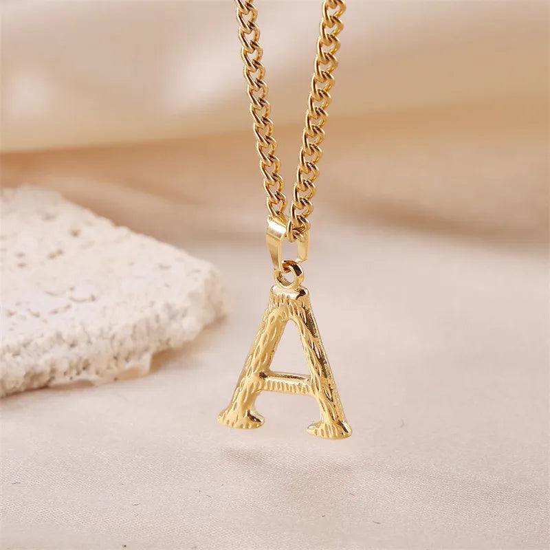 Wholesale Jewelry Sweet Simple Style Artistic Letter 201 Stainless Steel 304 Stainless Steel 18K Gold Plated Plating Pendant Necklace