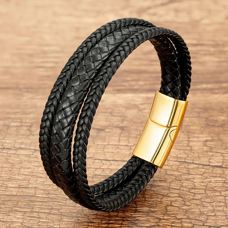 punk simple style geometric color block metal handmade metal button men's bracelets