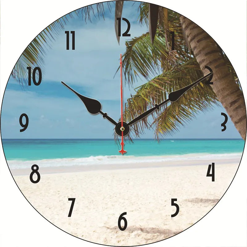 silent wall clock retro wood ocean clock wall sticker simple wall clock retro explosion hanging clock