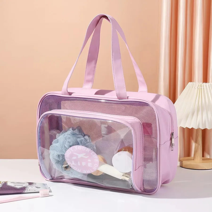 Dry Wet Separation Wash Bag Transparent PVC Portable Shoulder Swim Bag Fitness Bath Bag Waterproof Storage Bag Wholesale