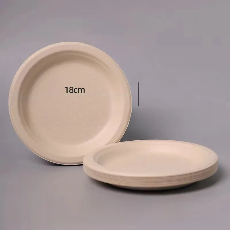 Disposable Sugarcane Pulp Paper Plate Dinner Plate Barbecue Cake Kindergarten Drawing DIY Paper Plate Thickened Pulp Plate