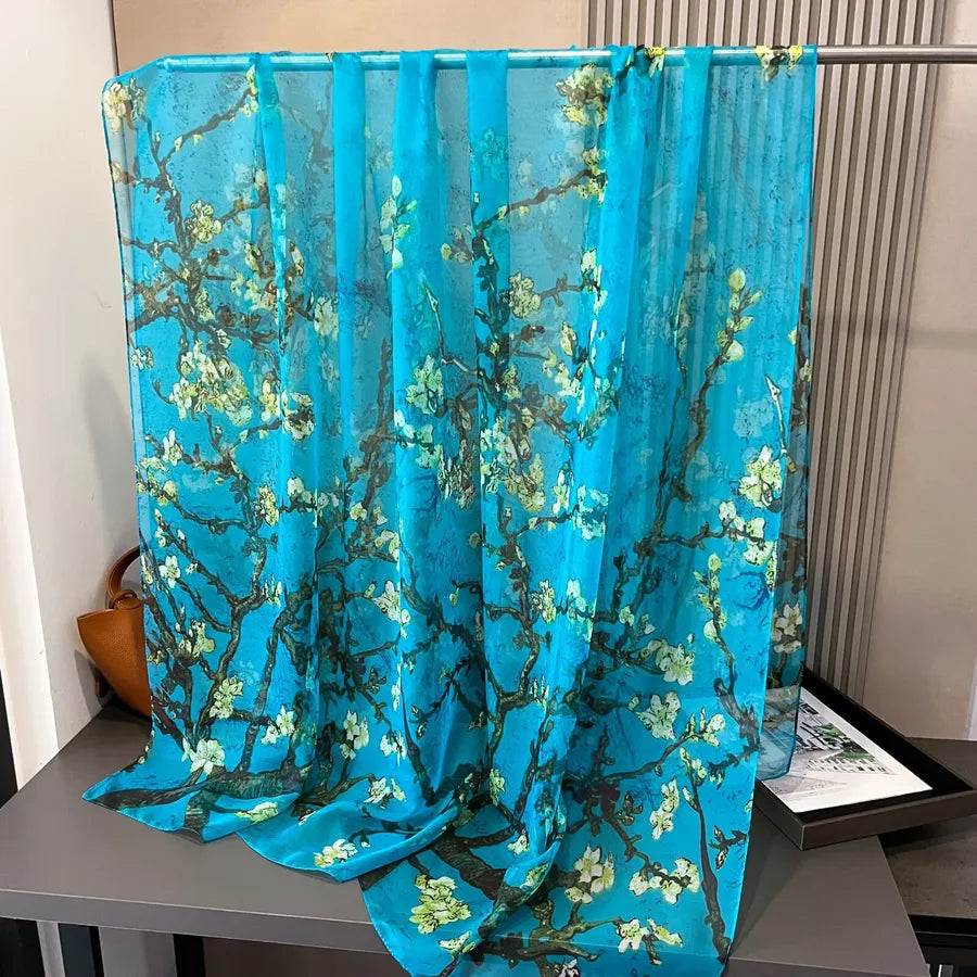 Women's Retro Flower Brocade Yarn Silk Scarf