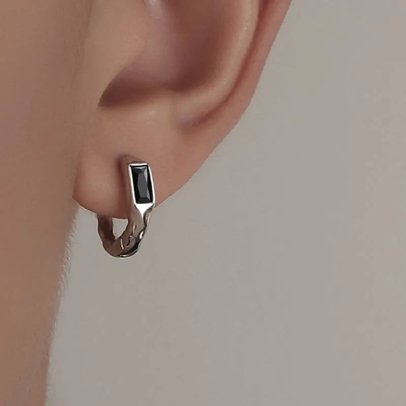 1 pair hip-hop geometric plating copper silver plated earrings